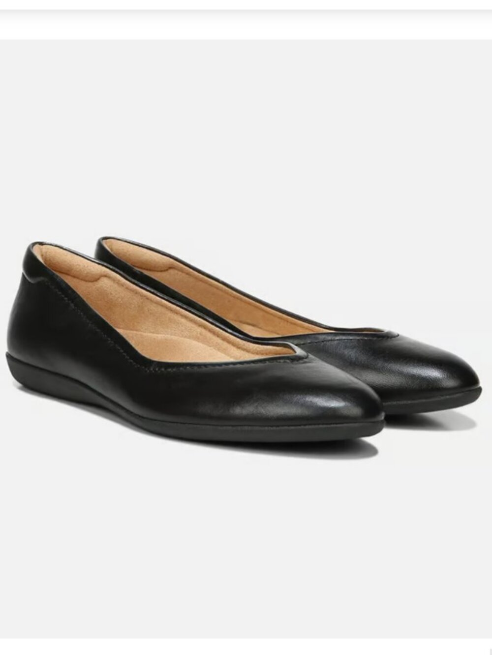 Naturalizer NWOT SZ11 Vivienne Black Leather Comfort Ballet Flat Timeless Stapl